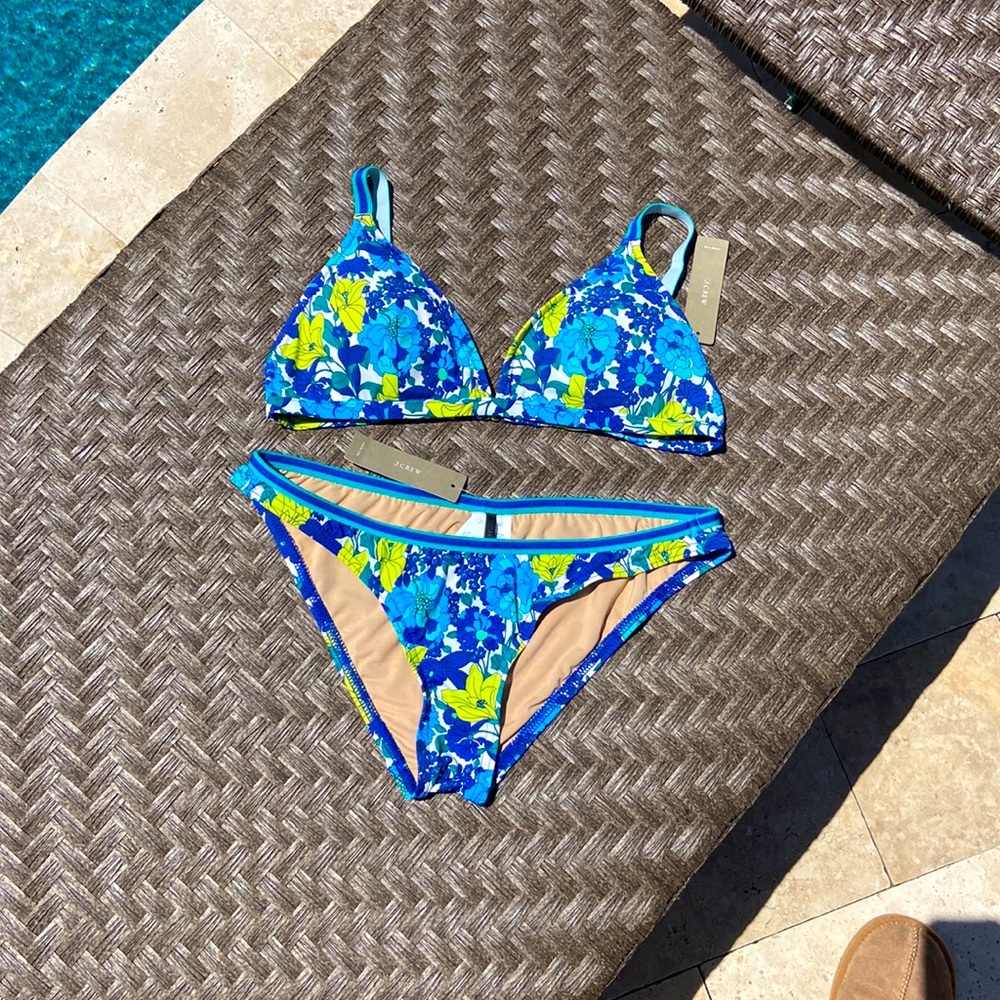 J. Crew Blue Floral Bikini Set